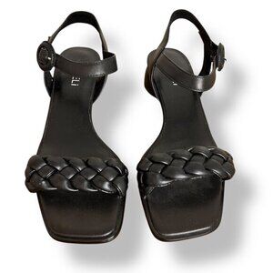 VANELi Women's Kalee Sandal In Black Super Napa Braided Strap Round Heel Sz 8W